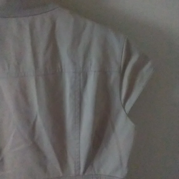 Calvin Klein Cap Sleeve Band Collar Button Front‎ Sash Belt Beige Dress Size 10 - Picture 6 of 11